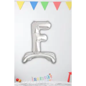 F Harfi Ayaklı Folyo Balon Gümüş Renk 32