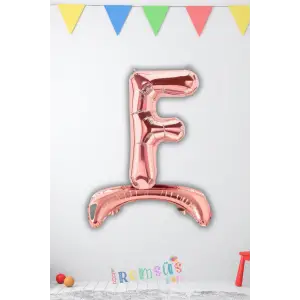 F Harfi Ayaklı Folyo Balon Rose Gold Renk 32