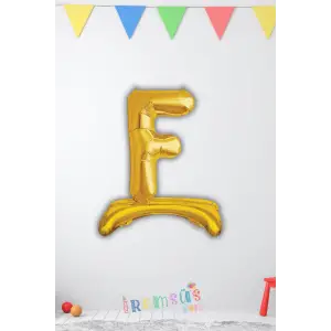 F Harfi Doğum Günü Gold Renk Folyo Ayaklı Balon 32 70 Cm F Harf Folyo Balon Gold Konsept