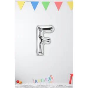 F Harfi Doğum Günü Gümüş Renk Folyo Balon 16 36 Cm F Harf Folyo Balon Silver Konsept