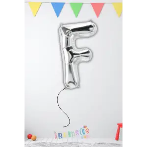 F Harfi Doğum Günü Gümüş Renk Folyo Helyum Balon 34 76 Cm F Harf Folyo Balon Silver Konsept