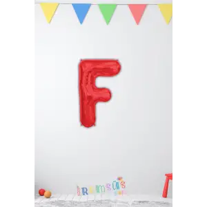 F Harfi Doğum Günü Kırmızı Renk Folyo Balon 16 36 Cm F Harf Folyo Balon Red Konsept