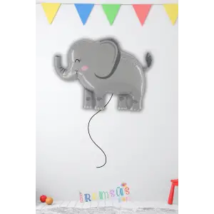 Fil Figür Folyo Helyum Balon Gri Renk 91 cm Fil Konsept Parti Balonu Safari Hayvan Figür Balon