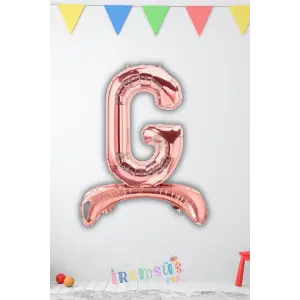 G-Ğ Harfi Ayaklı Folyo Balon Rose Gold Renk 32