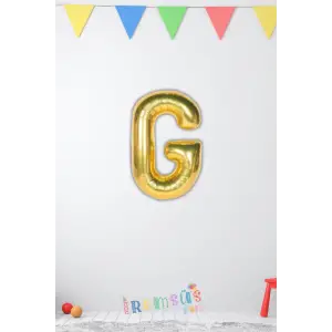 G-Ğ Harfi Doğum Günü Gold Renk Folyo Balon 16 36 Cm I-İ Harf Folyo Balon Altın Konsept