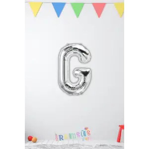 G-Ğ Harfi Doğum Günü Gümüş Renk Folyo Balon 16 36 Cm G-Ğ Harf Folyo Balon Silver Konsept