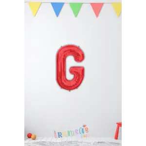 G-Ğ Harfi Doğum Günü Kırmızı Renk Folyo Balon 16 36 Cm G-Ğ Harf Folyo Balon Red Konsept