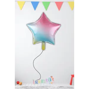 Gökkuşağı Renk Folyo Yıldız Helyum Balon 18 45 cm 1 Adet Gökkuşağı Konsept Süsleme