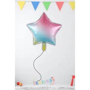 Gökkuşağı Renkli Folyo Yıldız Helyum Balon 18 45cm 1 Adet Süsleme Balonu
