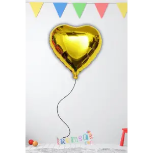 Gold Renk Folyo Kalp Helyum Balon 18 45 cm 1 Adet Altın Renk Süsleme Balon