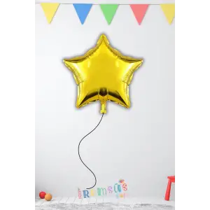 Gold Renk Folyo Yıldız Helyum Balon 18 45 cm 1 Adet Altın Rengi Süsleme Balnu