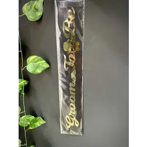 Groom To Be Yazılı Gold Yaldızlı Siyah Kuşak 150 Cm Bekarlığa Veda Partisi Damat Kuşağı Süsleme