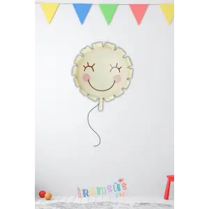 Gülen Güneş Figür Bej Renk Folyo Helyum Balon 54 cm Satin Renk Retro Güneş Şekilli Balon