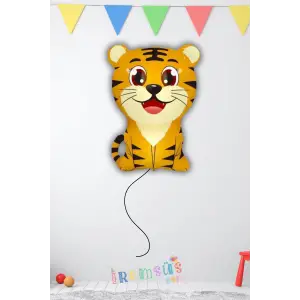 Gülen Kaplan Figür Folyo Helyum Balon 68 cm Kaplan Konsept Parti Balonu Safari Hayvan Figür Balon