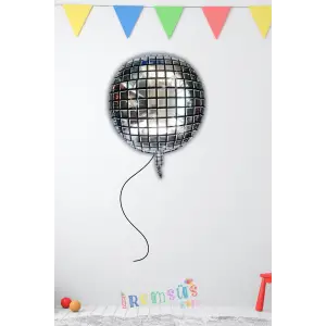 Gümüş Disko Topu Şekilli Folyo Balon 24