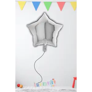 Gümüş Renk Folyo Yıldız Balon 18 45 cm 1 Adet Silver Konsept Süsleme Balonu