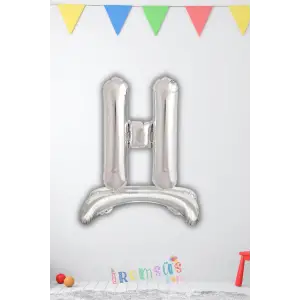 H Harfi Ayaklı Folyo Balon Gümüş Renk 32