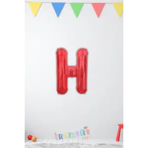 H Harfi Doğum Günü Kırmızı Renk Folyo Balon 16 36 Cm H Harf Folyo Balon Red Konsept