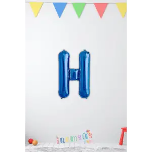 H Harfi Doğum Günü Mavi Renk Folyo Balon 16 36 Cm H Harf Folyo Balon Mavi Konsept