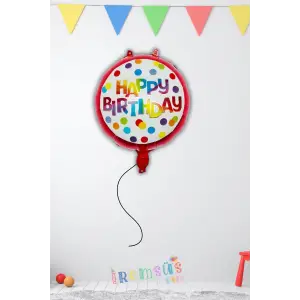 Happy Birthday Yazılı Kırmızı Renkl Folyo Helyum Balon 18 45 Cm Doğum Günü Süsleme Balonu