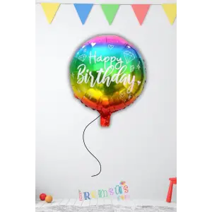 Happy Birthday Yazılı Rengarenk Folyo Helyum Balon 18 45 Cm Doğum Günü Süsleme Balonu