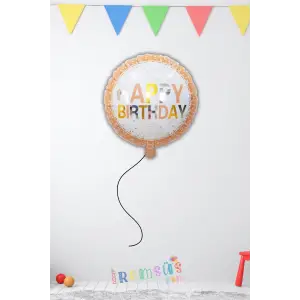 Happy Birthday Yazılı Renkli Folyo Helyum Balon 18 45 Cm Doğum Günü Süsleme Balonu