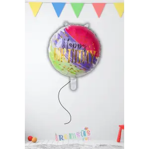 Happy Birthday Yazılı Renkli Folyo Helyum Balon 18 45 Cm Doğum Günü Süsleme Balonu