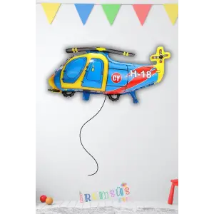 Helikopter Figür Şekilli Folyo Helyum Balon 60*52 Cm Hava Taşıtları Tema Parti Balonu