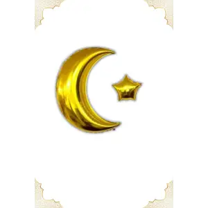 Hilal Yıldız Folyo Balon Seti Gold Renk 22 Hoşgeldin Ramazan Süslemesi
