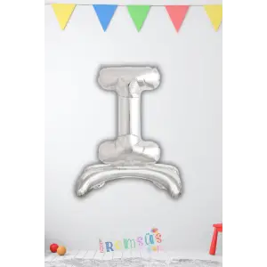 I-İ Harfi Ayaklı Folyo Balon Gümüş Renk 32