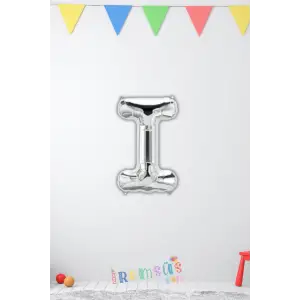 I-İ Harfi Doğum Günü Gümüş Renk Folyo Balon 16 36 Cm I-İ Harf Folyo Balon Silver Konsept
