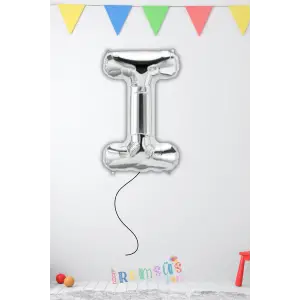 I-İ Harfi Doğum Günü Gümüş Renk Folyo Helyum Balon 34 76 Cm I-İ Harf Folyo Balon Silver Konsept
