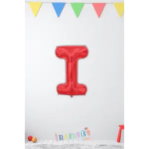 I-İ Harfi Doğum Günü Kırmızı Renk Folyo Balon 16 36 Cm I-İ Harf Folyo Balon Red Konsept