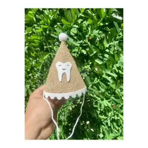 İlk Dişim Partisi Diş Baskılı Hasır Kukuleta Hasır Konsept Diş Buğdayı Kukuleta