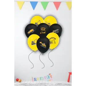 İnşaat Konsept Doğum Günü Partisi Baskılı Lateks Balon 10 Adet İnşaat Tema Süsleme Balonu