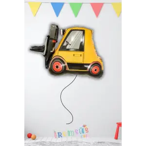 İnşaat Konsept Doğum Günü Partisi Forklift Figür Folyo Helyum Balon İnşaat Tema Balon Süsleme