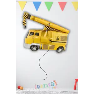 İnşaat Konsept Doğum Günü Partisi Vinç Figür Folyo Helyum Balon İnşaat Tema Balon Süsleme