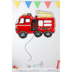İtfaiye Arabası Figürü Folyo Helyum Balon 68*60 cm İtfaiye Tema Süsleme Balonu