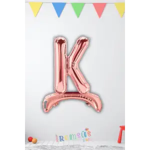 K Harfi Ayaklı Folyo Balon Rose Gold Renk 32