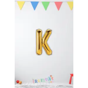 K Harfi Doğum Günü Gold Renk Folyo Balon 16 36 Cm K Harf Folyo Balon Gold Konsept