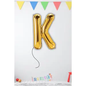 K Harfi Doğum Günü Gold Renk Folyo Helyum Balon 34 76 Cm K Harf Folyo Balon Gold Konsept