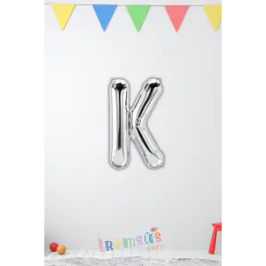 K Harfi Doğum Günü Gümüş Renk Folyo Balon 16 36 Cm K Harf Folyo Balon Silver Konsept