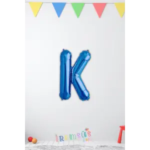 K Harfi Doğum Günü Mavi Renk Folyo Balon 16 36 Cm K Harf Folyo Balon Mavi Konsept