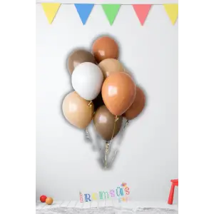 Kahve Krem Konsept Renk Lateks Balon 10 Adet Retro Sonbahar Konsept Balon Süslemesi