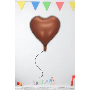 Kahverengi Konsept Folyo Kalp Balon 18 45 Mat Renk Retro Konsept Balon