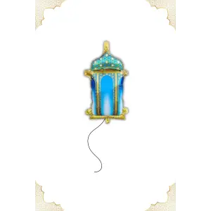 Kandil Figür Mavi Renk Folyo Helyum Balon 18 İslami Kutlama Partisi Süsleme Balonu Ramazan Balonu