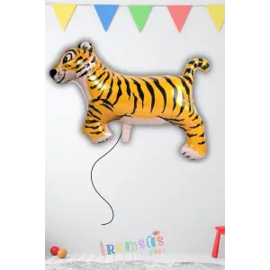 Kaplan Şekilli Desenli Folyo Helyum Balon 96*66 Cm Hayvan Figür Folyo Balon