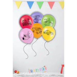 Karışık Renk Taşıtlar Baskılı Lateks Balon 10 Adet Taşıt Konsept Doğum Günü Partisi Araba uçak balon