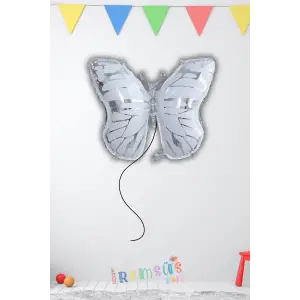 Kelebek Figür Folyo Helyum Balon Beyaz Renk 65 cm Kelebek Konsept Parti Balonu Hayvan Figür Balon