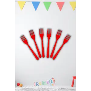 Kırmızı Renk Plastik Çatal 24 Adet Kırmızı Konsept Kullan At Kaliteli Çatal